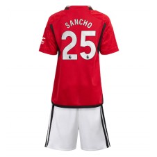 Manchester United Jadon Sancho #25 Hemmaställ Barn 2023-24 Korta ärmar (+ Korta byxor)
